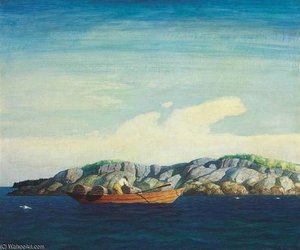 Norry Seavey Hauling Traps Off Blubber Island — N.c. Wyeth