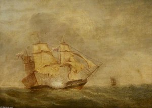 Hms 'pique' Carrying Away Her Rudder — John Christian Schetky