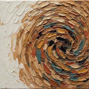 Primordial Vortex In Ochre And Terra Cotta: A Monumental Sculptural Study — David Moreau, Plaster & Texture Art