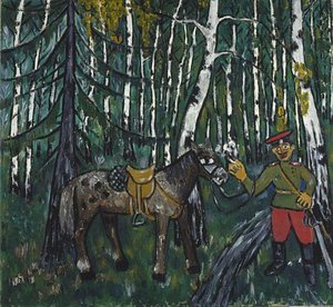 Soldier In A Wood — Mikhail Fiodorovich Larionov