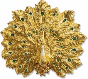 Gilded Peacock Wall Sculpture – Art Deco Style, Art Deco Size Adjustments 25 Cm 95 Cm 85 Cm I