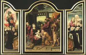 Triptych with the Adoration of the Magi, Bartholomäus Bruyn (I) (manner of), 1520 - 1600