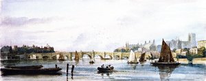 A View Of Westminster Bridge, Looking West Towards Lambeth Palace And Westminster Abbey — David Cox