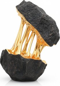 Golden Flow Sculpture: Fiberglass & Stone Abstract Art, Abstract Art