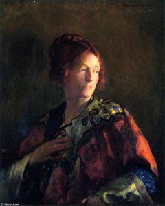 Portrait In Red And Gold Of Miss Pearson — Joseph Rodefer Decamp