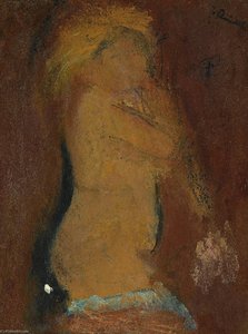 Mädchenakt mit rotem Hintergrund (Female nude with red background)
