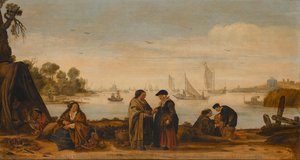 Riverlandscape with Women Fortune-Telling, Arent Arentsz, c. 1625 - c. 1630