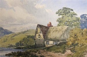 A Landscape With A Cottage By A Lake — John Callow