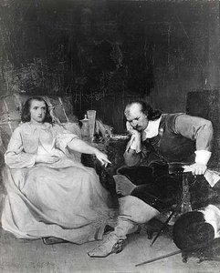 Oliver Cromwell And His Daughter, (painting) — Emanuel Gottlieb Leutze