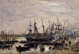 Camaret, Fishing Boats At Dock — Eugène Louis Boudin, Impressionism