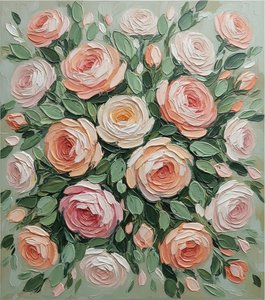 Eternal Bloom In Sculptural Relief: A Meditative Symphony Of Peach And Sage — Christian Noiret