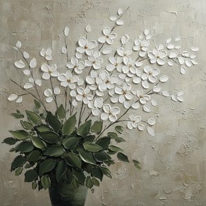 Ethereal Bloom In Impasto: A Meditative Study Of Organic White Flora And Texture — Laurent Fontaine, Organic Modernism