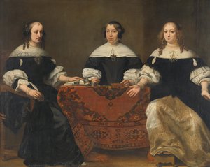 Portretten Van Drie Regentessen Van Het Leprozenhuis In Amsterdam — Ferdinand Bol, Baroque