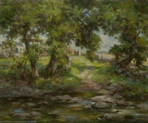 River With Trees And Farm — William Stewart Macgeorge