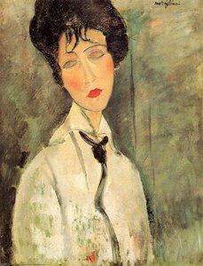 Mujer Con Un Lazo Negro — Amedeo Modigliani, Expressionist Portraiture