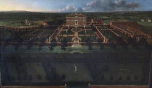 Bird's Eye View of Sudbury Hall South Front and Its Formal Gardens