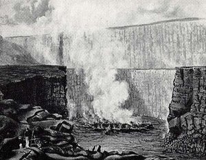 West Crater of Kaluea Pele from the Blackledge, (painting)