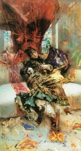 Young Woman Seated On The Divan (also Known As L'attesa) — Giovanni Boldini