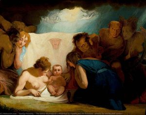 The Infant Shakespeare Attended By Nature And The Passions (sketch For The Boydell Series) — George Romney