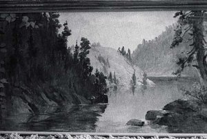 Panorama of Lake Coeur d'Alene, Idaho Beauty Bay, (painting)