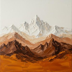 Monolithic Ochre Ridges: A Sculptural Study Of Eternal Mountain Majesty — David Moreau, Plaster & Texture Art