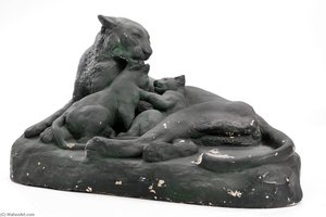 American Panther And Cubs — Edward Kemeys