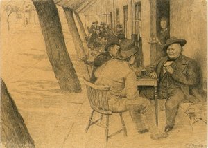 Fortaus-servering På Engebrets Kafé Ob.00547 — Christian Krohg, Naturalism