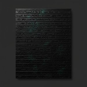 Monolithic Glyphs In Obsidian: A Singular Study Of Ancient Digital Echoes — Laurent Vionnet, Minimalist Art