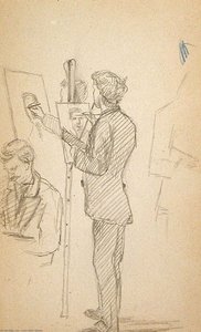 Art Students Drawing At Easels — John Ottis Adams, Impressionism
