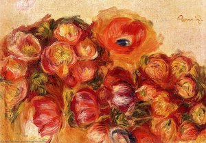 Study Of Flowers Anemones And Tulips — Pjer Ogist Renoar, Impressionist Floral Study