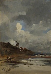 Coastal Scene With Windmill — George Hornblower Simms
