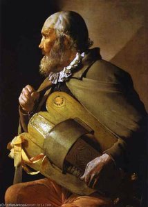 Hurdy Gurdy Player With A Ribbon Abc — Georges De La Tour, Baroque
