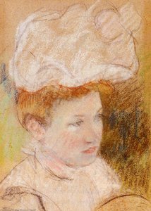 Leontine In A Pink Fluffy Hat — Mary Stevenson Cassatt