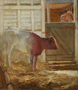 Calf In A Shed, Stovold's Farm — William Herbert Allen