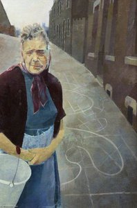 Elderly Woman Against A Street Scene — David Lawrence Carpanini