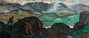 Welsh Landscape With Farmers — John Kyffin Williams