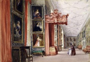Interior Of The Long Gallery, Hardwick Hall, Derbyshire — David Cox, Romanticism