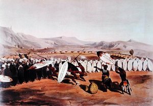 Umpanda Reviewing His Troops At Nonduengo — George French Angas