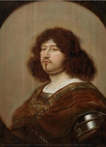 Portrait Of Gentleman, Bust-length, In Armour, Within A Painted Oval — Salomon De Koninck