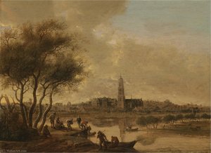 A Panoramic View Of Rhenen Seen From The South Bank Of The Nederijn, With The Church Of St Cunera — Anthonie Jansz Van Der Croos