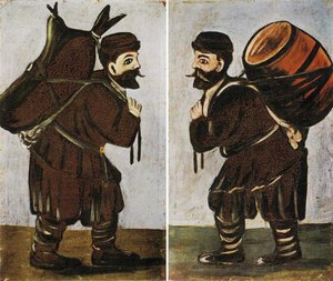 Musha With A Wineskin, Musha With A Burrel — Niko Pirosmani