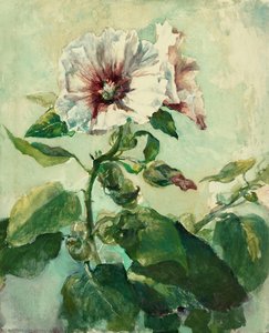 Study Of Pink Hollyhocks In Sunlight, From Nature — John La Farge, Japanese Decorative Style