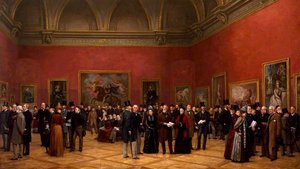 Private View of the Old Masters Exhibition, Royal Academy, 1888 (includes Sir John Everett Millais, 1st Bt George Richmond William Powell Frith Sir Lawrence Alma Tadema Frank Holl Sir Edward John Poynter, 1st Bt Sir William Quiller Orchardson Frederi....