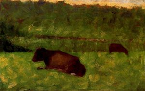 Cows In A Field — Georges Seurat, Neo-impressionism