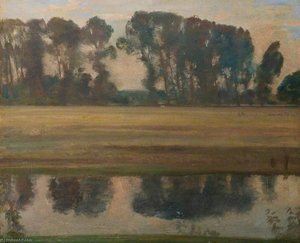 River Landscape With Trees — Sir Alfred James Munnings, Impressionistic Landscape