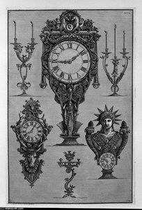 Three Clocks And Three Candelabra — Giovanni Battista Piranesi