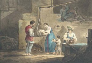 Nursing The Newborn; And Three Peasants And A Sleigh