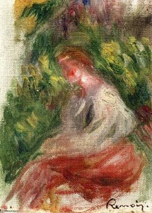 Young Woman, Seated — Pierre-auguste Renoir, Impressionist Painting