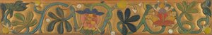 Board decorated with tendrils and flowers