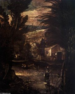 El Escape A Egipto (detalle) — Jacopo Tintoretto, Baroque Drama